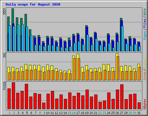 Daily usage for August 2020