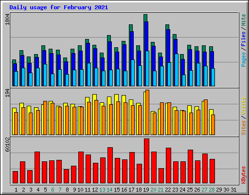 Daily usage for February 2021