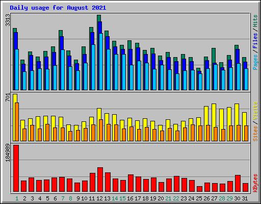 Daily usage for August 2021