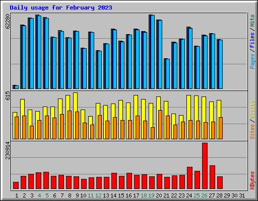 Daily usage for February 2023