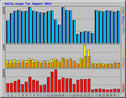 Daily usage for August 2024